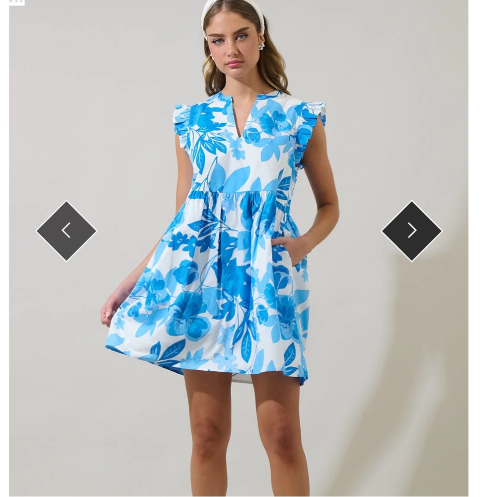 Sugarlips Blue Floral Cotton Dress Size XS